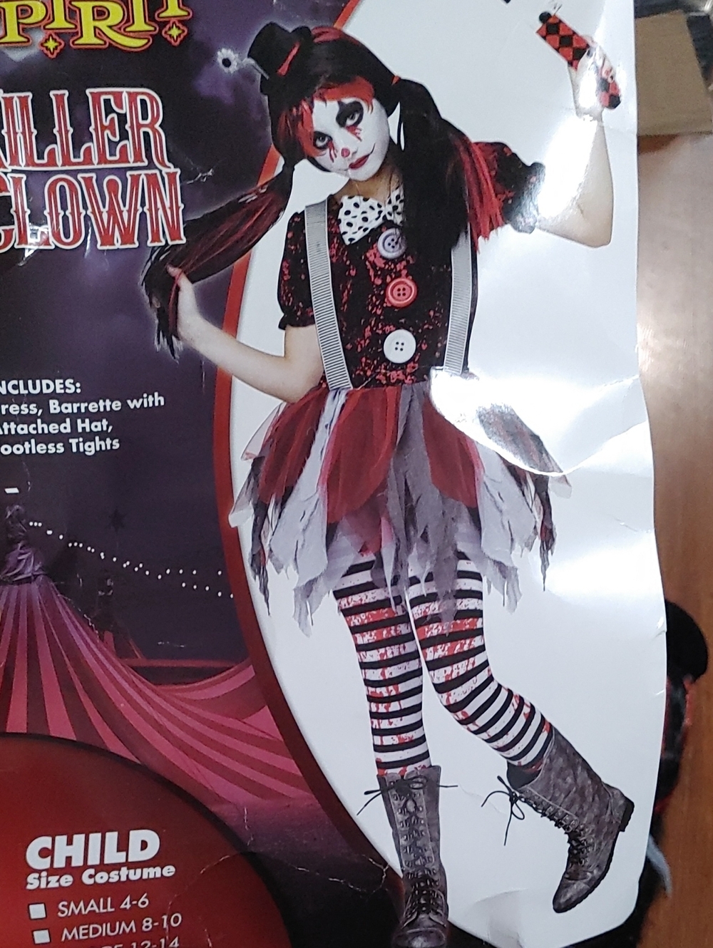 Spirit Killer Clown Kids Costume — Red, Black & White